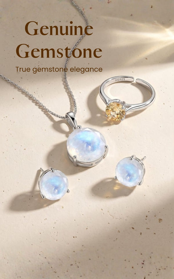 Genuine gemstone silver rings collection