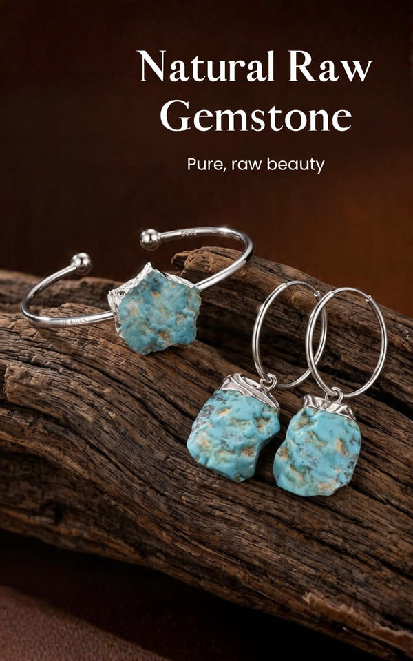 Natural raw gemstone silver jewellery collection