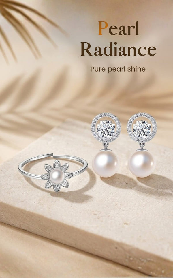 Silver pearl earrings — Pearl Radiance collection