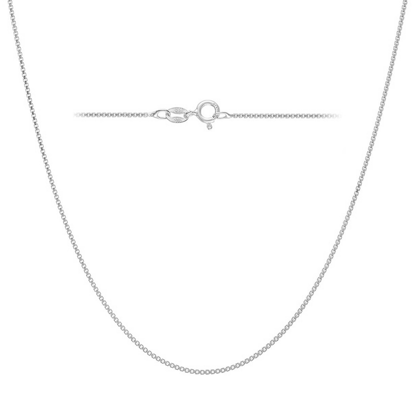 92.5 Sterling Silver, Box Chain 16 inches + 2 inch extension