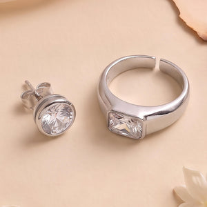 Men's 925 silver stud earring and band ring - men's jewellery category