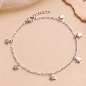 925 silver star charm anklet - anklets category