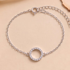 925 silver circle charm chain bracelet - bracelets category