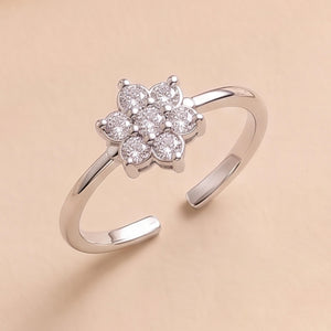 925 silver adjustable floral ring - rings category