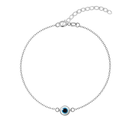 White Classis Evil Eye Anklet in 925 Sterling Silver For Women
