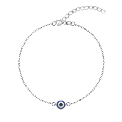 Dark Blue Classis Evil Eye Anklet in 925 Sterling Silver For Women