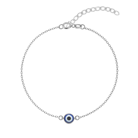 Dark Blue Classis Evil Eye Anklet in 925 Sterling Silver For Women