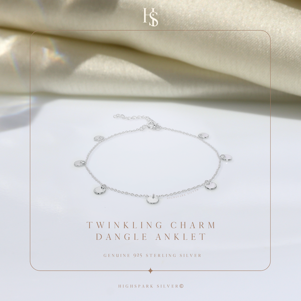 Twinkling Charm Dangle Anklet in 925 Sterling Silver For Women