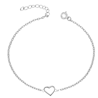 Silver Anklet - Heart Anklet for women and girls in 92.5 Silver