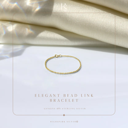 Ball Chain Bracelet For Women in 925 Sterling Silver with 18k Gold Finish