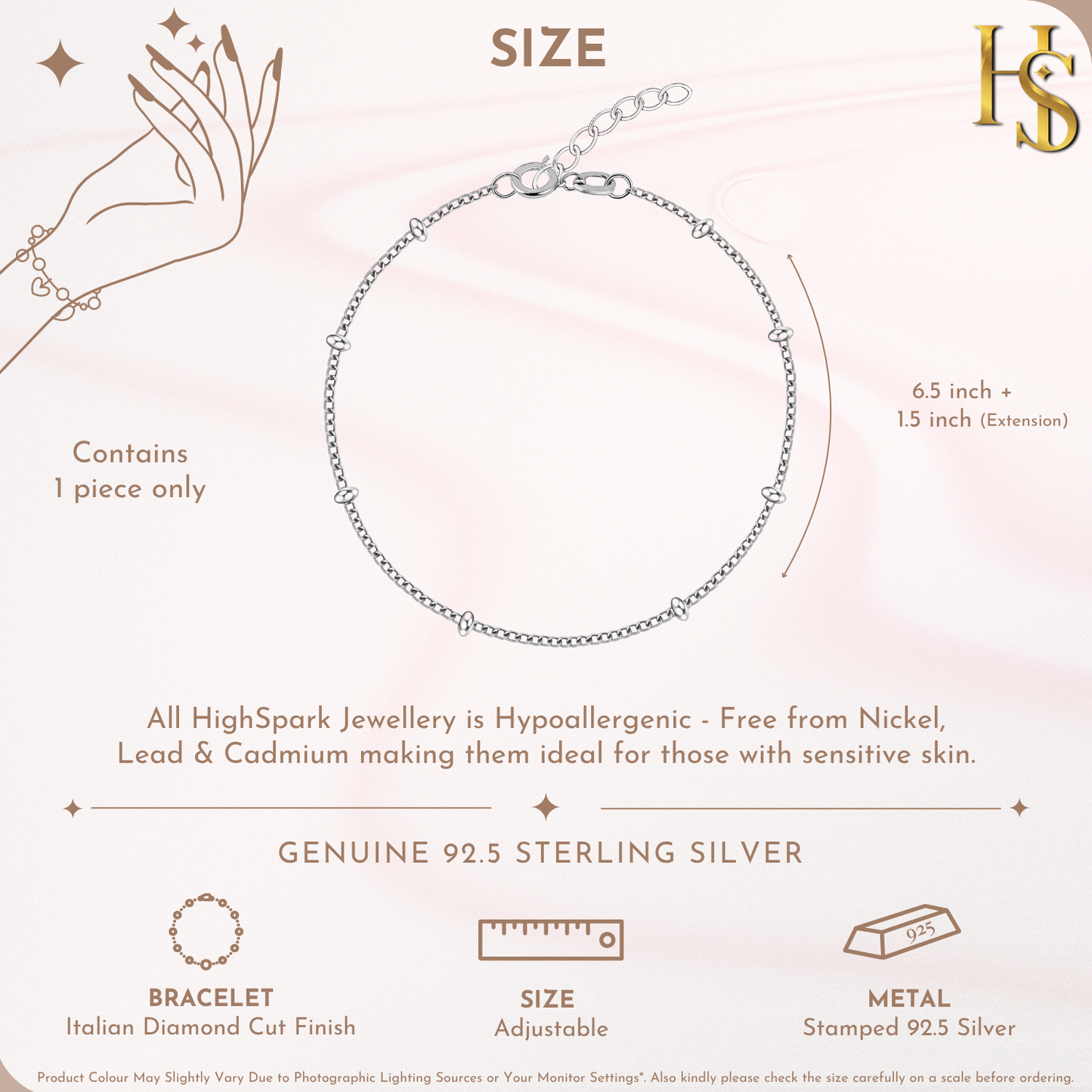 Satellite Chain Bracelet In 925 Sterling Silver For Women