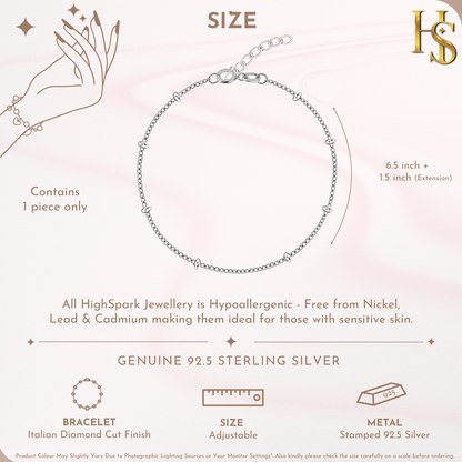 Satellite Chain Bracelet In 925 Sterling Silver For Women