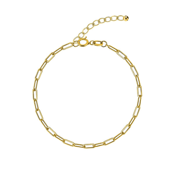 Paperclip Chain Bracelet For Women in 925 Sterling Silver in 18k Gold Finish