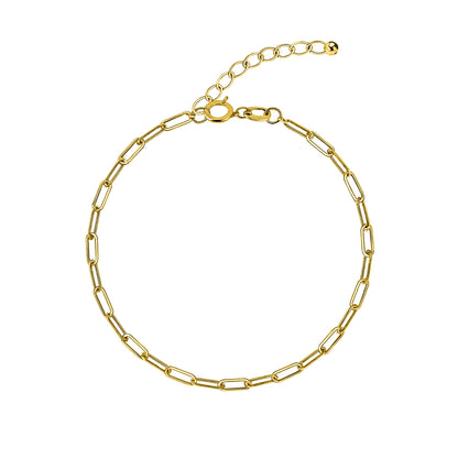 Paperclip Chain Bracelet For Women in 925 Sterling Silver in 18k Gold Finish