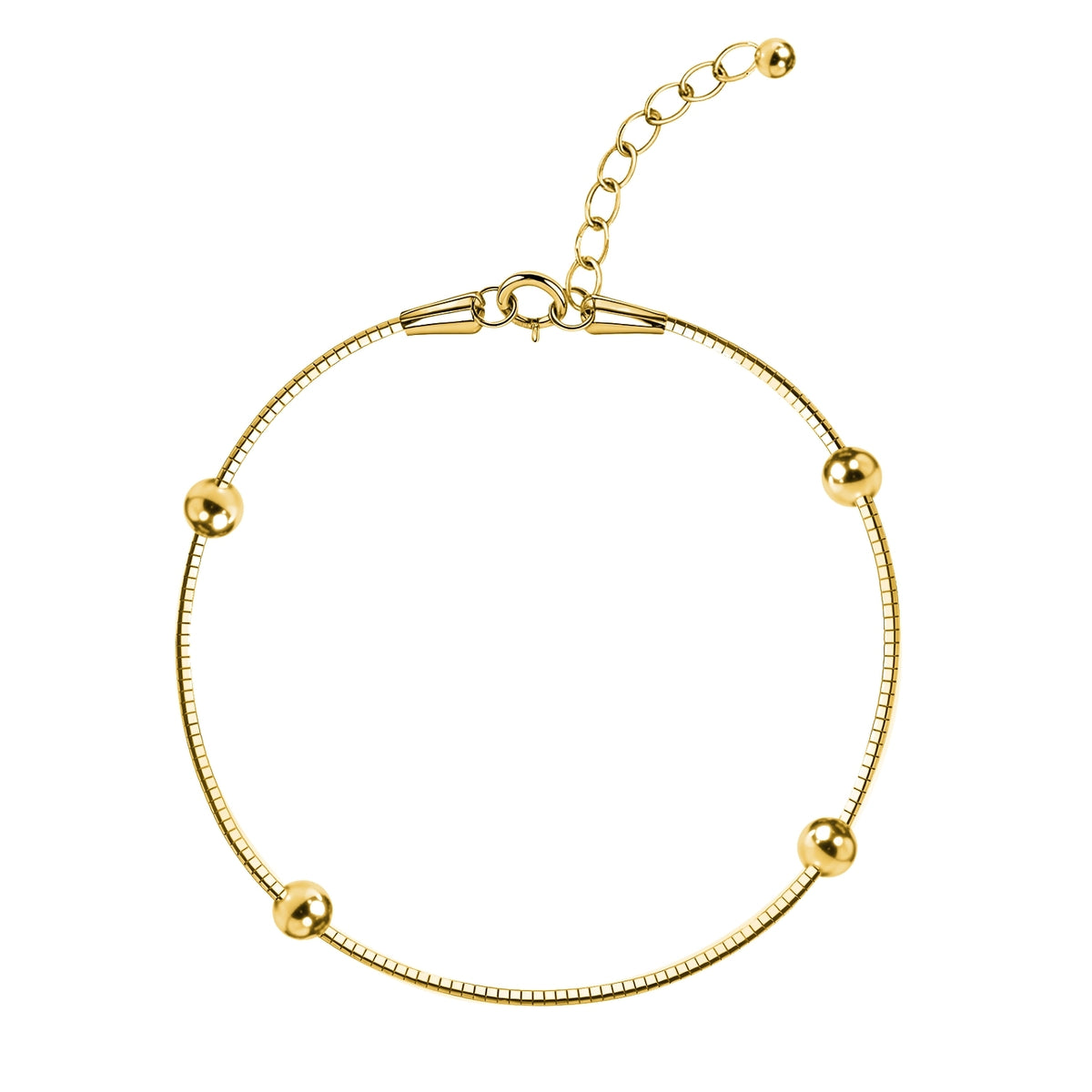 Beaded Snake Chain Bracelet For Women in 925 Sterling Silver | 18k Gold Finish
