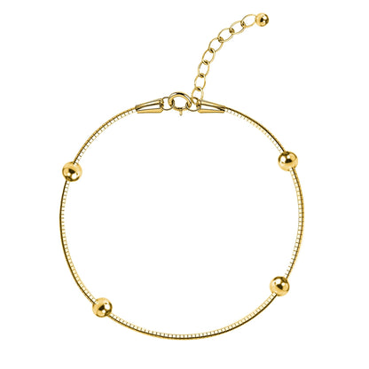 Beaded Snake Chain Bracelet For Women in 925 Sterling Silver | 18k Gold Finish