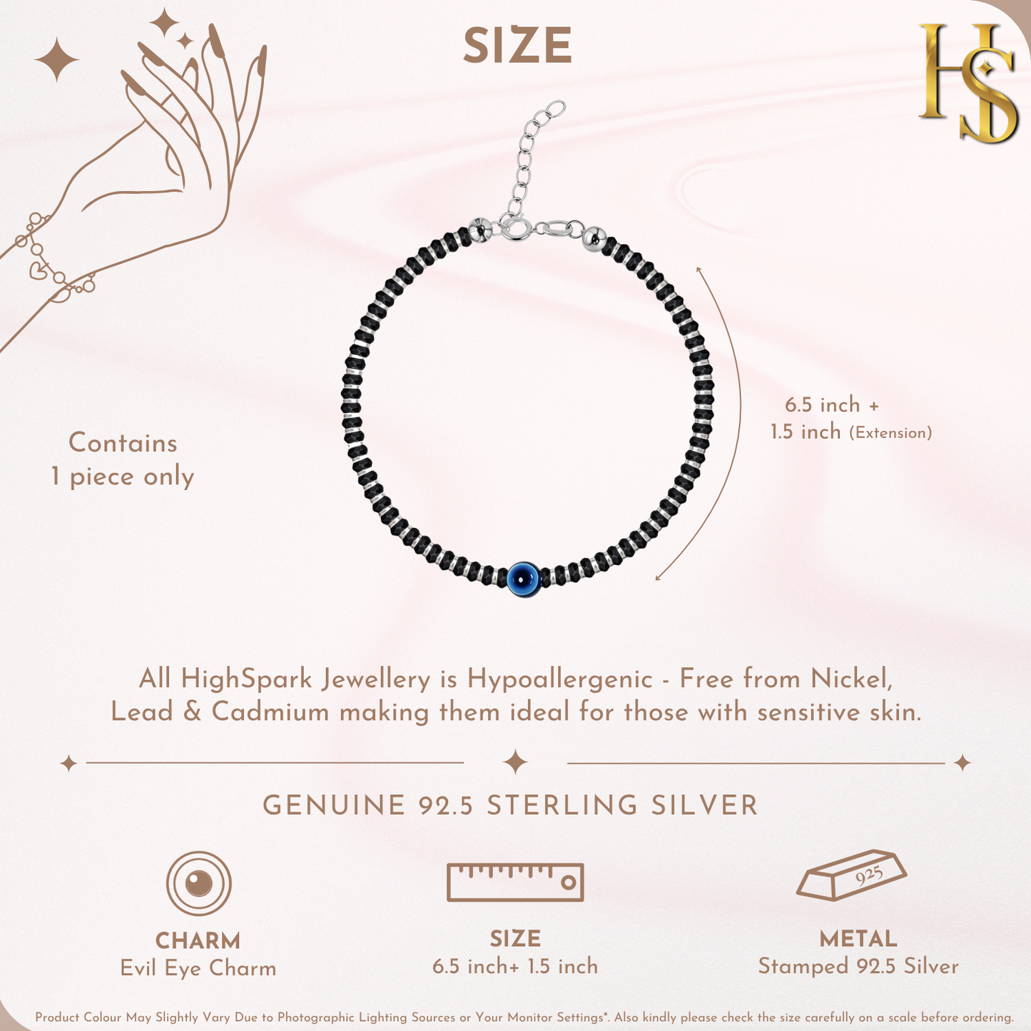 Evil Eye Protection Nazariya Bracelet in 925 Sterling Silver For Women