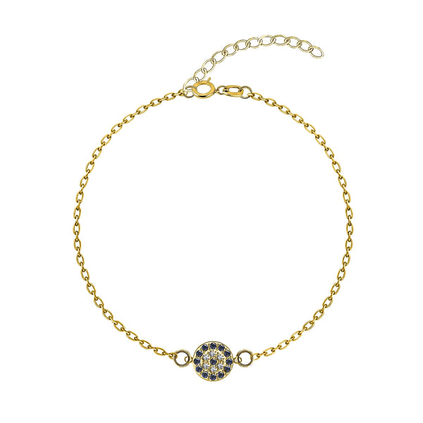 Dark Blue Sparkling Evil Eye Bracelet For Women in 925 Sterling Silver | 18k Gold Finish