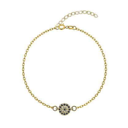 Dark Blue Sparkling Evil Eye Bracelet For Women in 925 Sterling Silver | 18k Gold Finish