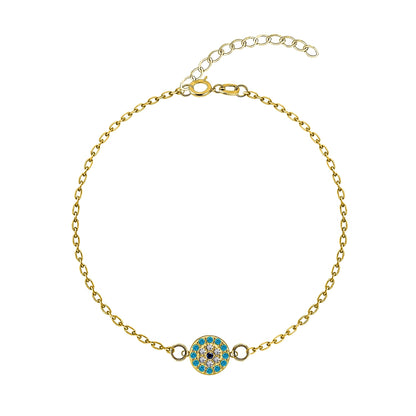 Light Blue Sparkling Evil Eye Bracelet For Women in 925 Sterling Silver | 18k Gold Finish