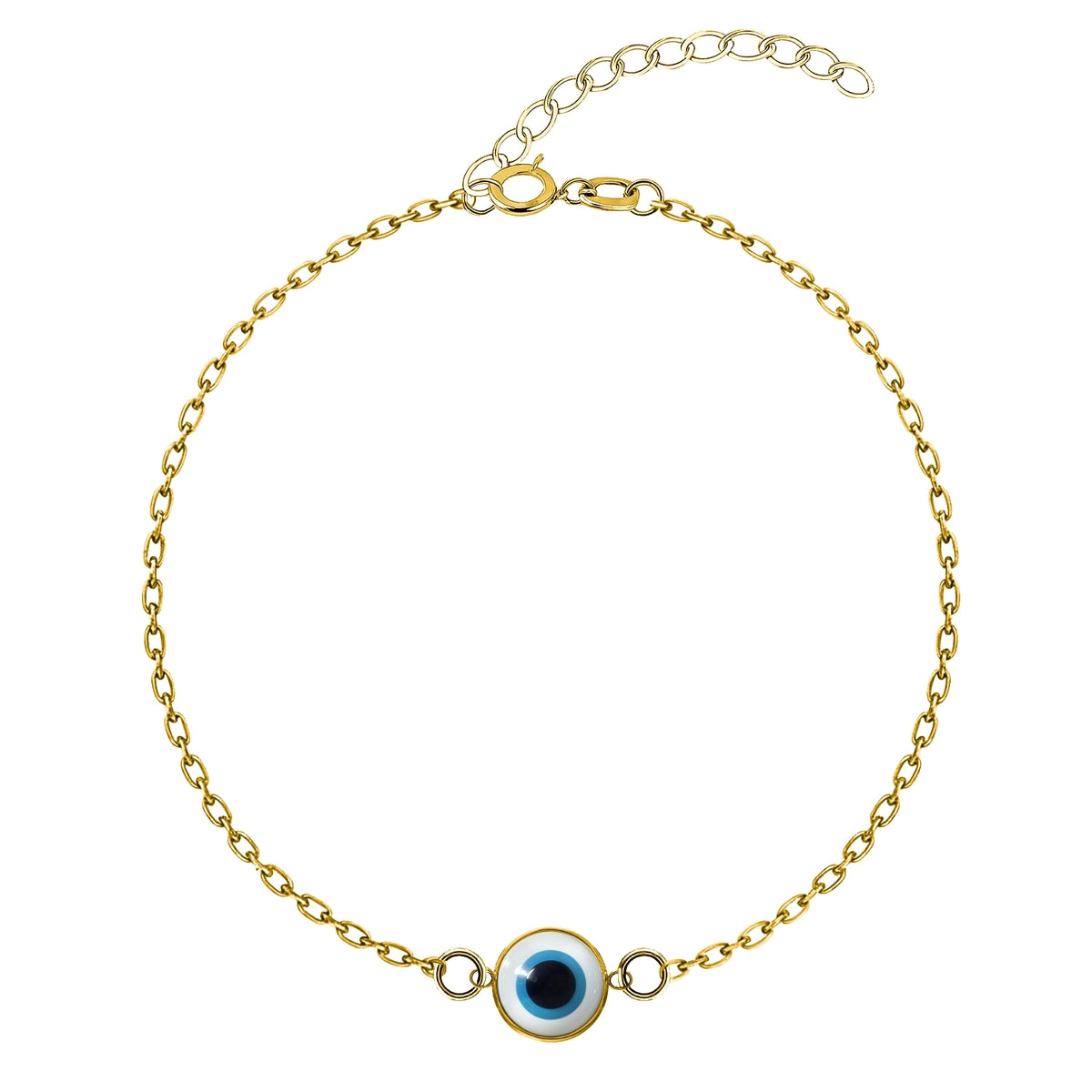 White Classic Evil Eye Bracelet For Women in 925 Sterling Silver | 18k Gold Finish