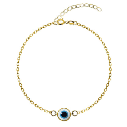 White Classic Evil Eye Bracelet For Women in 925 Sterling Silver | 18k Gold Finish