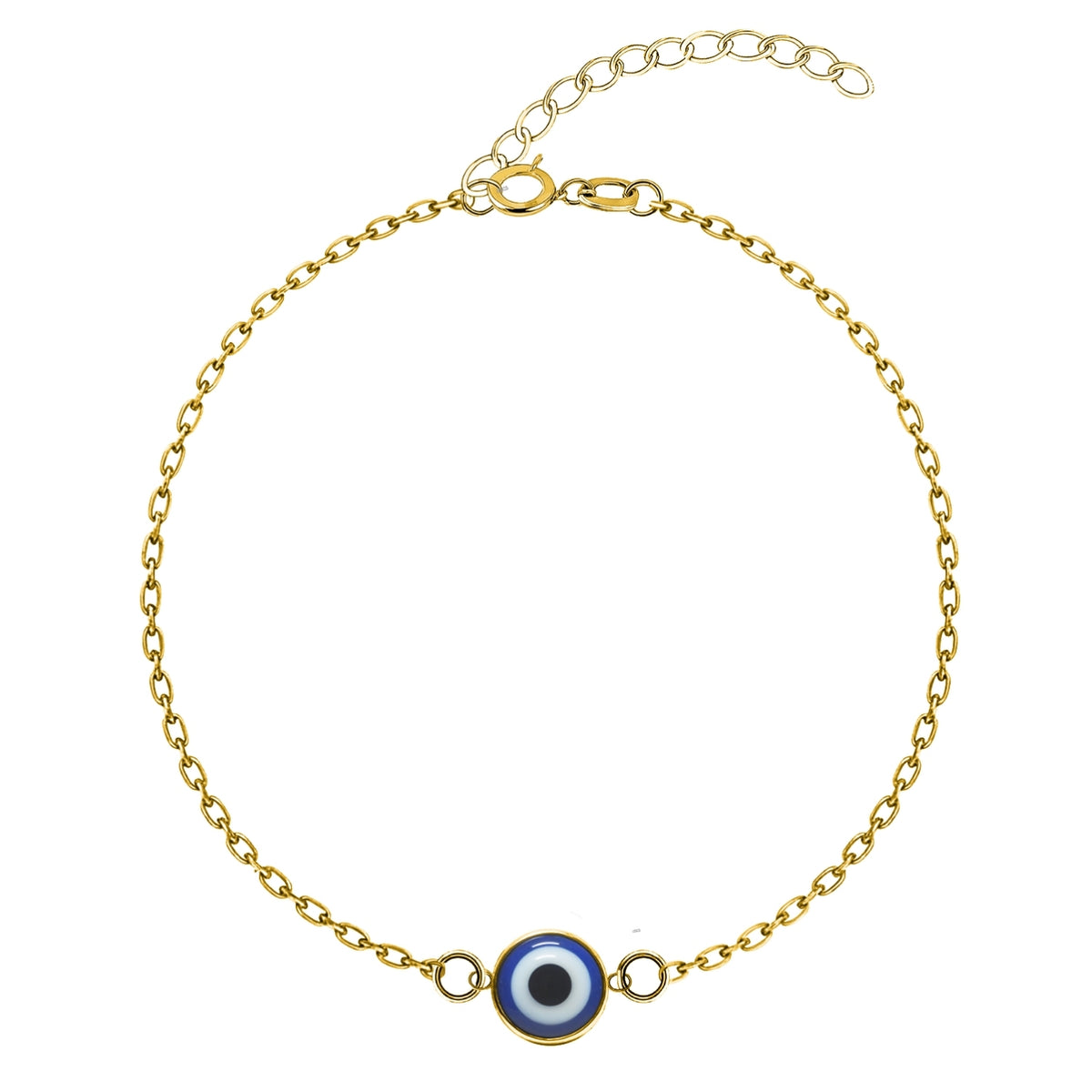 Blue Classic Evil Eye Bracelet For Women in 925 Sterling Silver | 18k Gold Finish