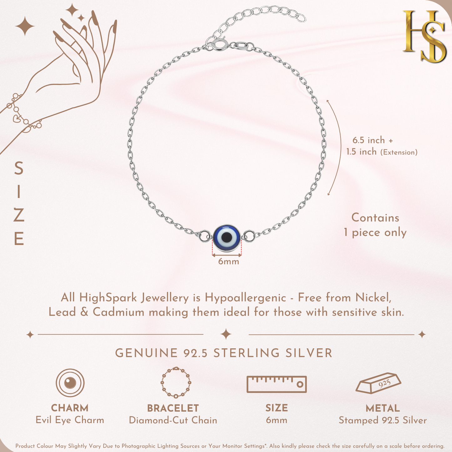 Blue Classis Evil Eye Bracelet In 925 Sterling Silver For Women
