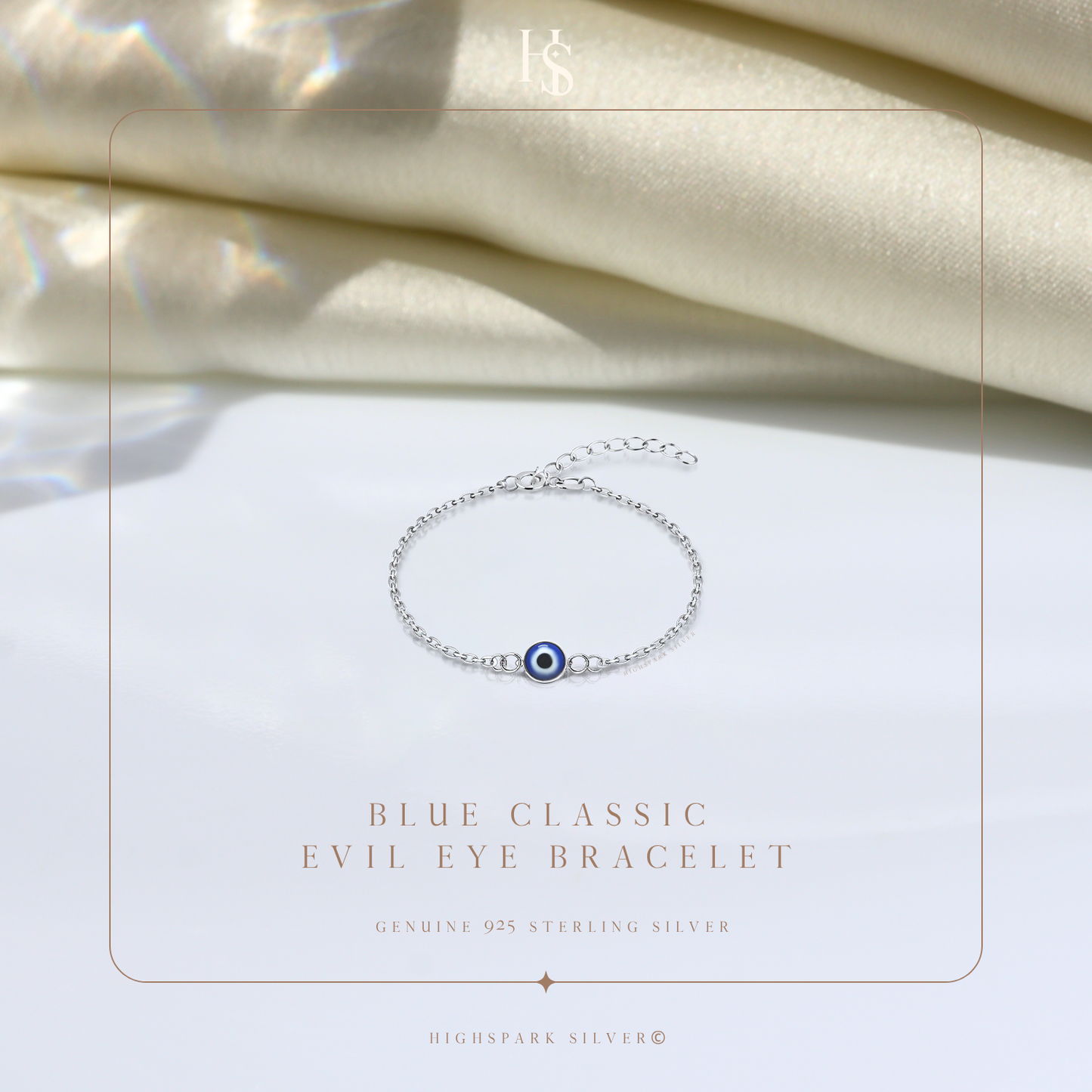 Blue Classis Evil Eye Bracelet In 925 Sterling Silver For Women