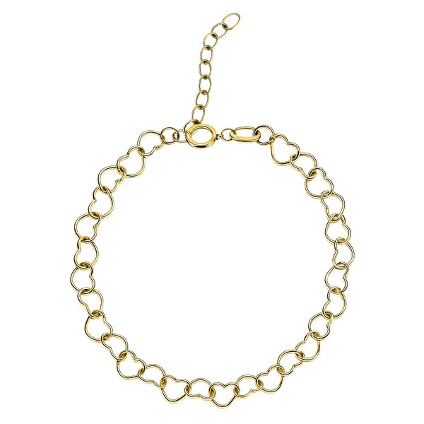 String of Hearts Bracelet For Women in 925 Sterling Silver | 18k Gold Finish