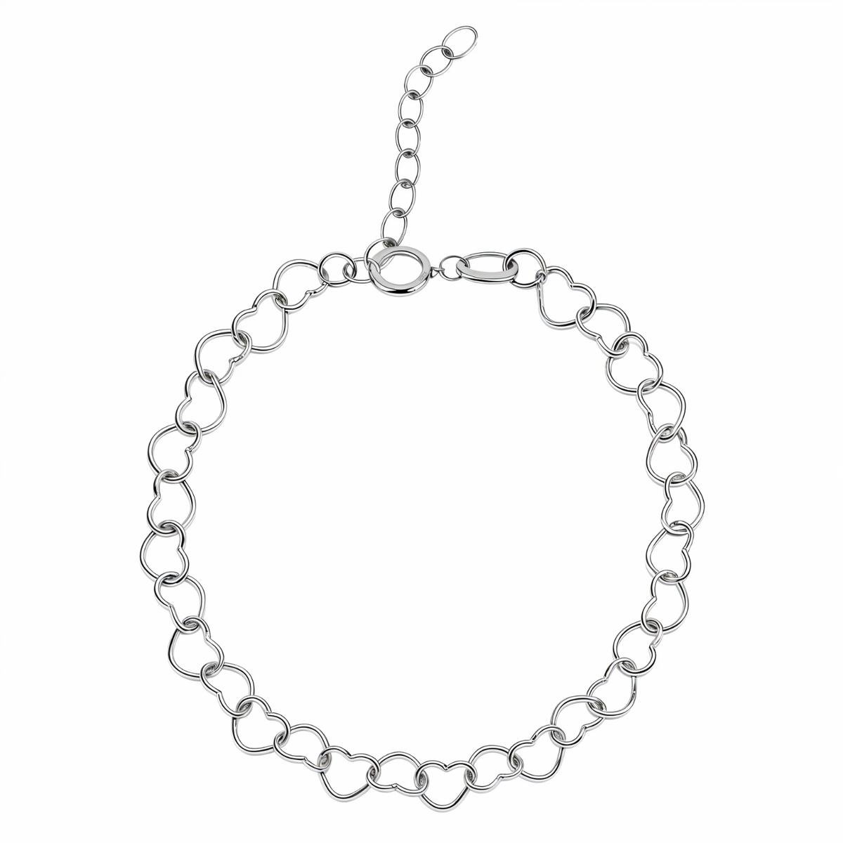String of Hearts Bracelet in 925 Sterling Silver for Women