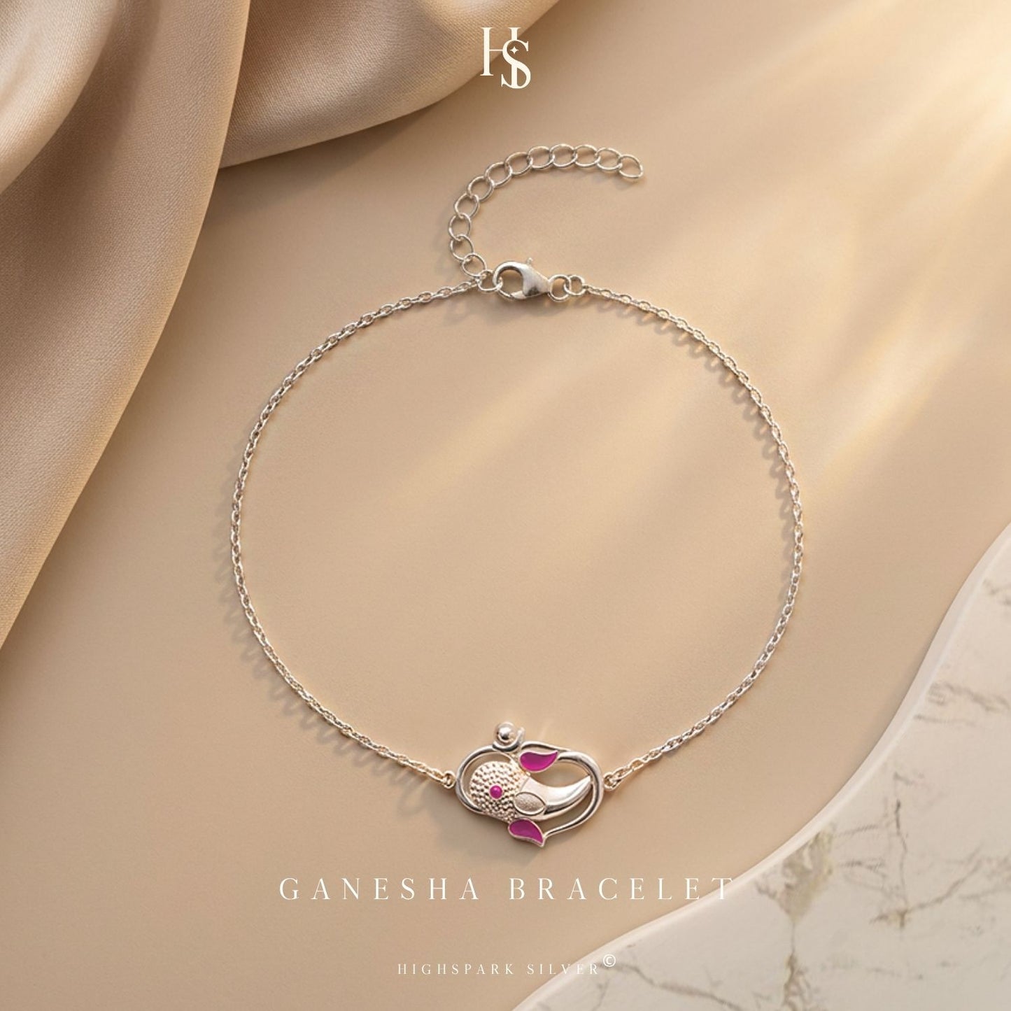 Divine Ganesha Bracelet for Men in 925 Sterling Silver