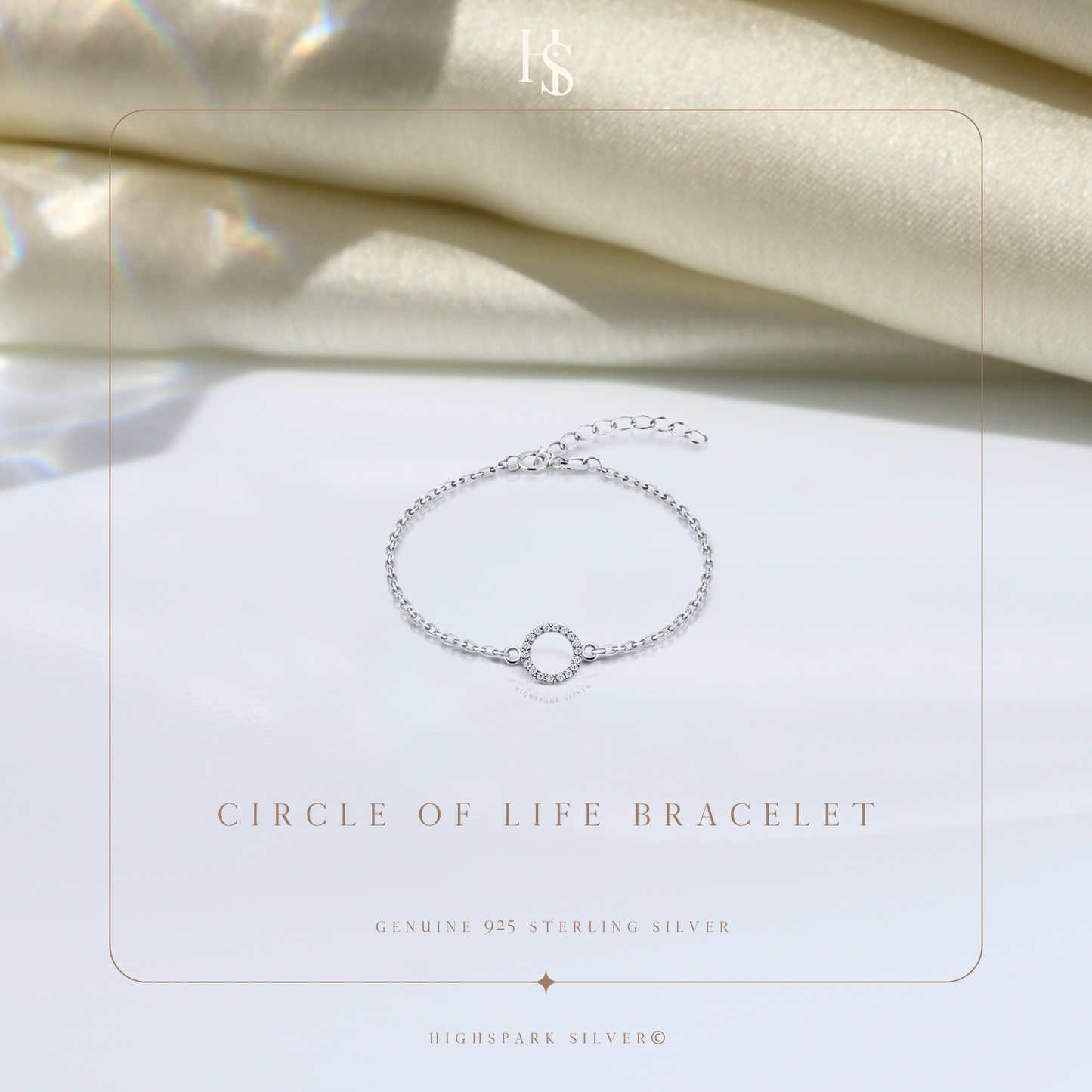 Circle Bracelet in 92.5 Silver studded with Zirconia - Circle of Life Celebrity Bracelet - Unity, Wholeness and Completeness HighSpark
