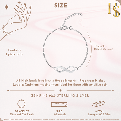 Eternal Infinity Bracelet in 925 Sterling Silver For Women