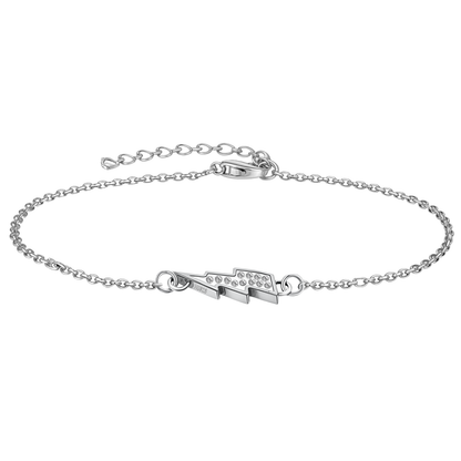 Lightning Bolt Charm Bracelet in 925 Sterling Silver for Women With Diamond like Brilliance Zirconia