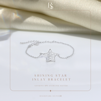 Shining Star Charm Bracelet in 925 Sterling Silver for Women With Diamond like Brilliance Zirconia