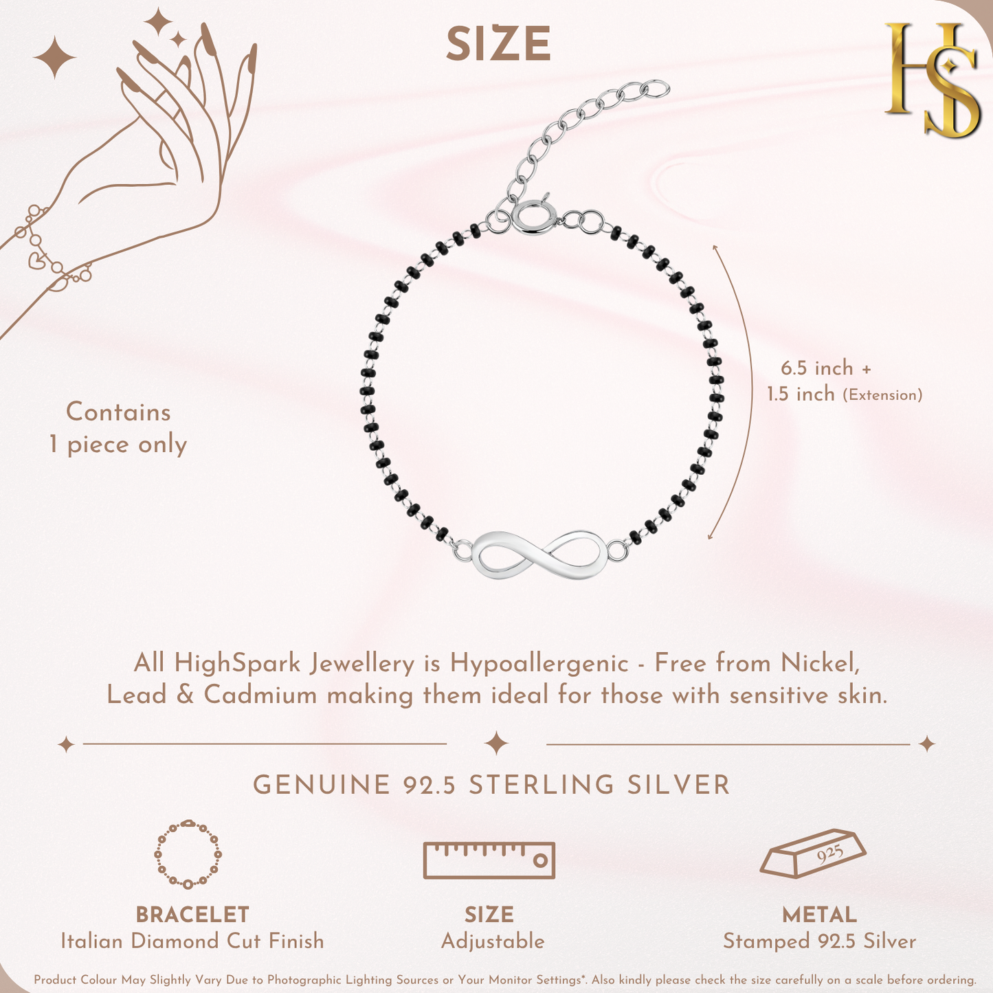Eternal Infinity Mangalsutra Bracelet In 925 Sterling Silver For Women