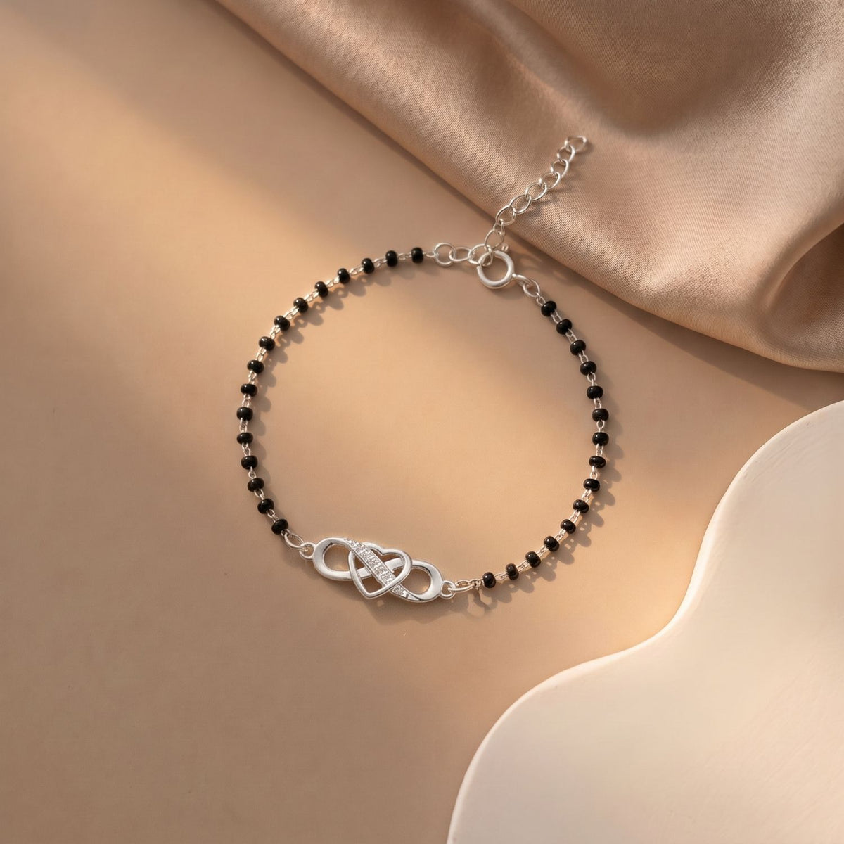 Solitaire Infinity Heart Mangalsutra Bracelet For Women in 925 Sterling Silver