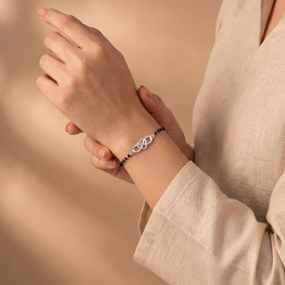 Solitaire Infinity Heart Mangalsutra Bracelet For Women in 925 Sterling Silver