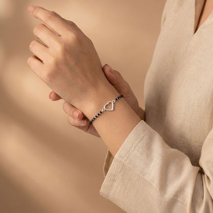 Dazzling Heart Mangalsutra Bracelet For Women in 925 Sterling Silver