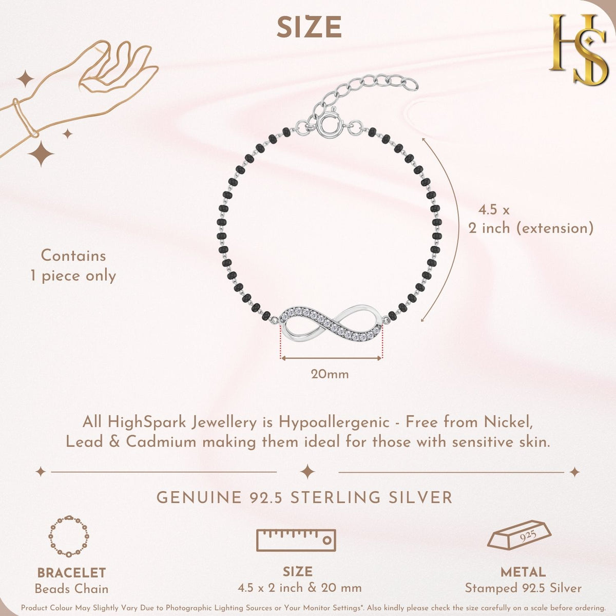 Limitless Studded Infinity Mangalsutra Bracelet For Women in 925 Sterling Silver