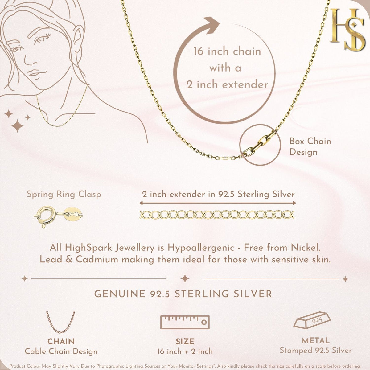 Italian Chain with Mirror Finish in 925 Sterling Silver with 18k Gold Finsish