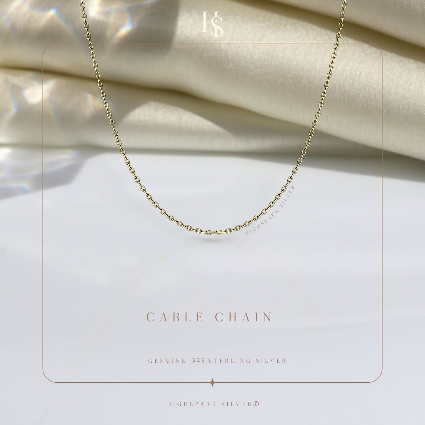 Italian Chain with Mirror Finish in 925 Sterling Silver with 18k Gold Finsish