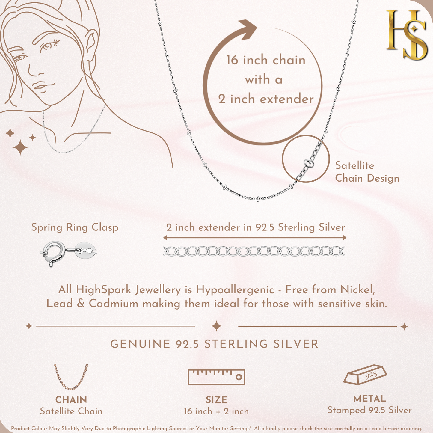 Satellite Chain in 925 Sterling Silver for Women