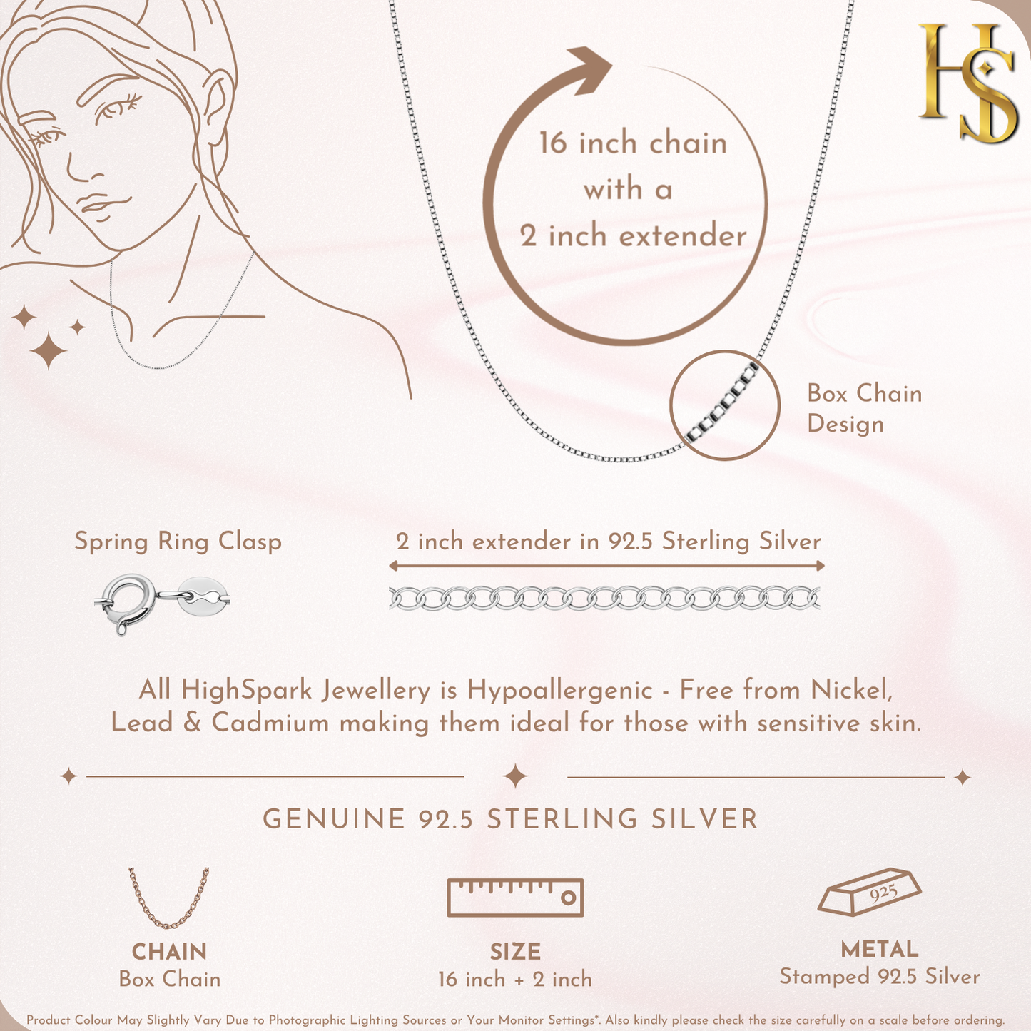 Brilliant Box Chain in 925 Sterling Silver For Women