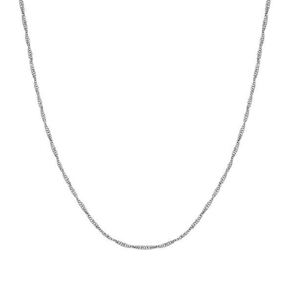 A classic silver chain for women, featuring a delicate rope design crafted in sterling silver with a high-polish finish.