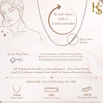 Radiant Rope Chain in 925 Sterling Silver For Women