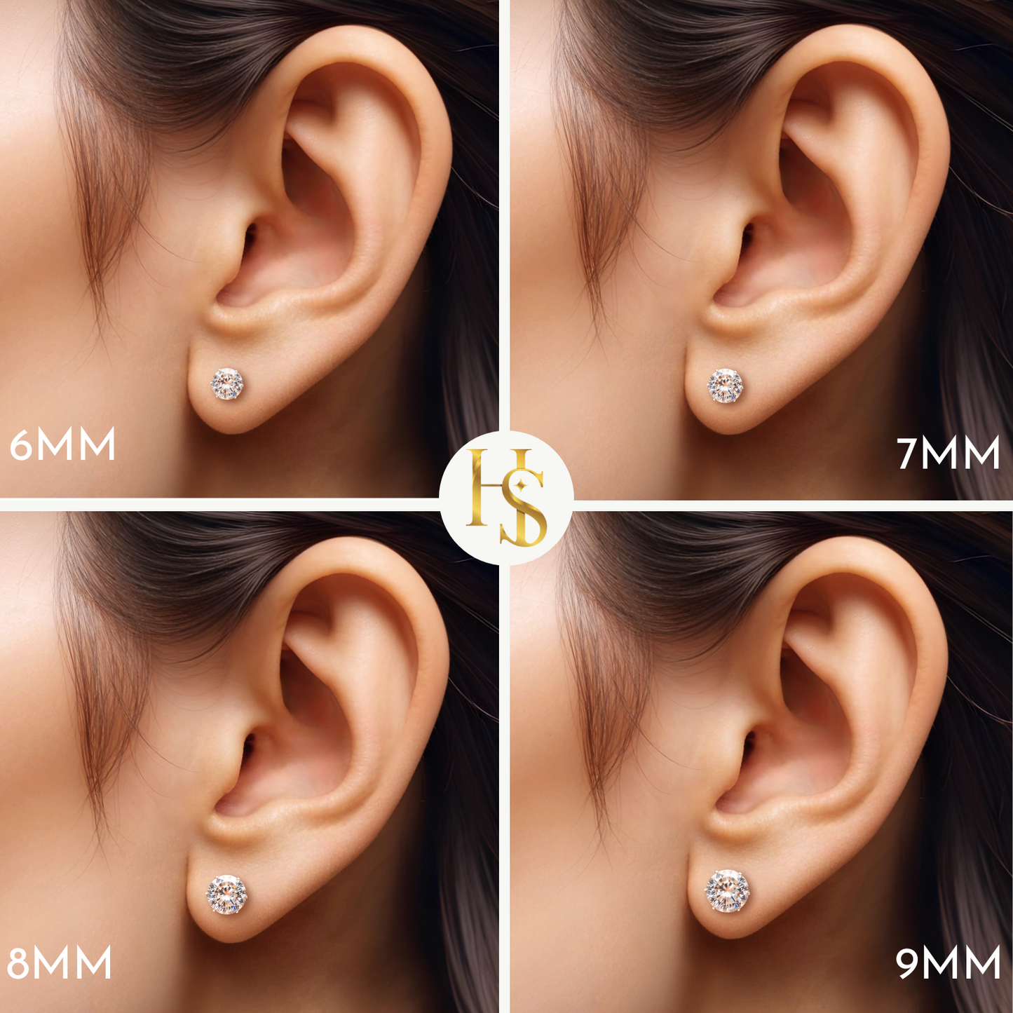 Simple Solitaire Stud Earrings - 92.5 Silver - Round Brilliant Swiss Zirconia Tops for everyday wear