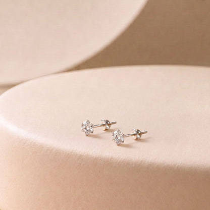 Silver Earrings for Women Solitaire Screwback Studs in 925 Silver