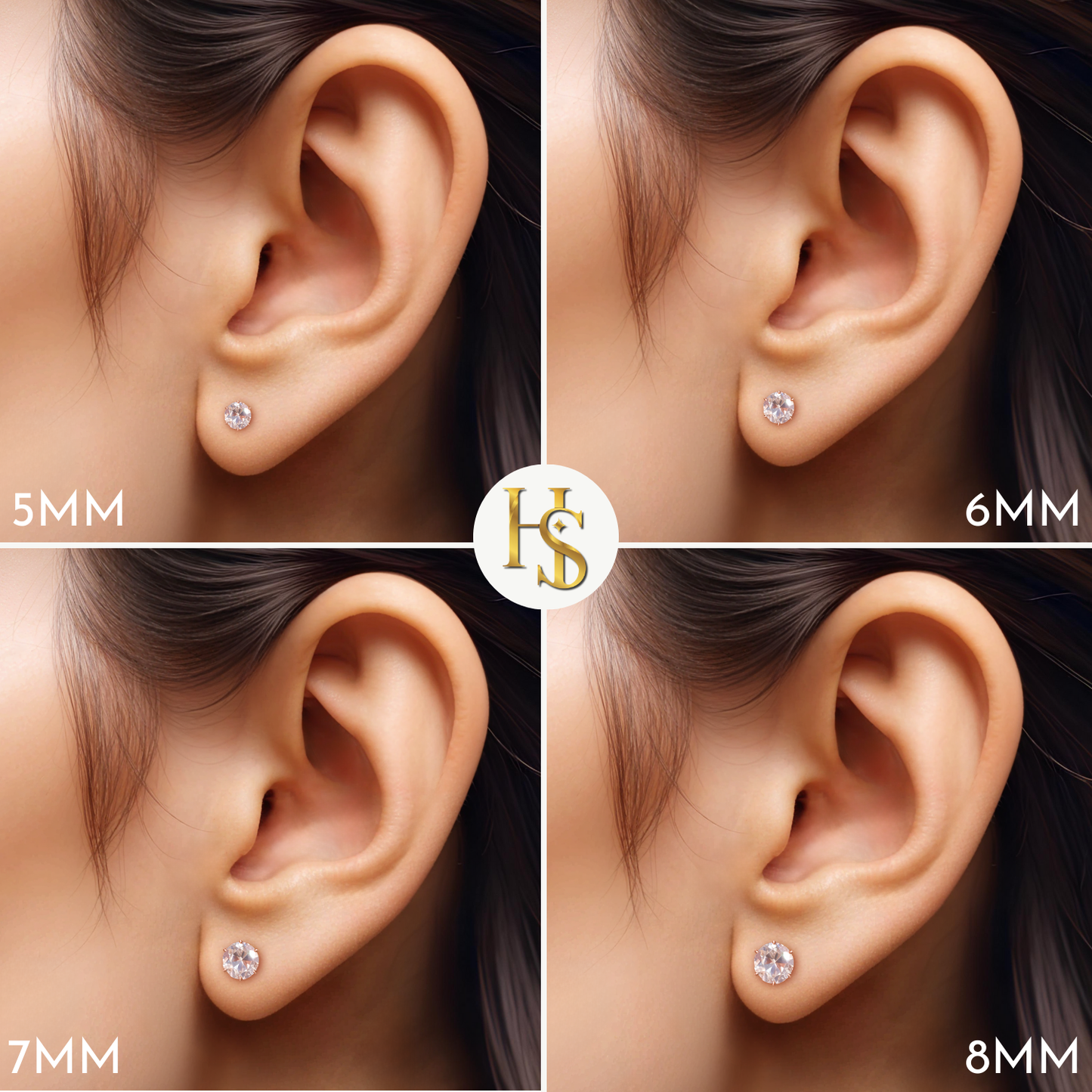 Classic Radiant Solitaire Screwback Stud Earrings in 925 Sterling Silver with 18k Rose Gold Finish For Women